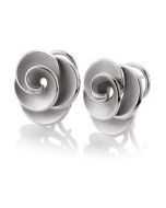 Breuning Rhodium Plated Silver Rose Flower Earrings 01/82634