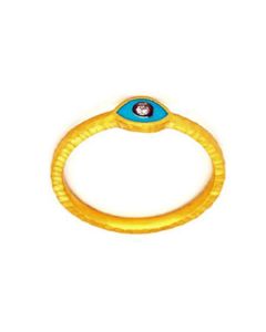 Kurtulan 24K Gold And Silver Enameled Evil Eye Ring with 0.02 crt diamond