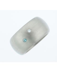 TITANIUM 12 MM DOME RING WITH DIAMONDS