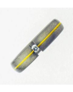 Titanium And 18 K Gold Diamond Wedding Band Size 10