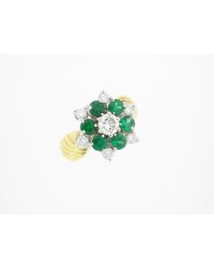 18K Gold Emerald & Diamond Ring 27014088