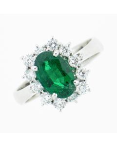 18K Gold Emerald & Diamond Ring 27059019