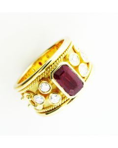 Byzantine Etruscan18K Gold Diamond And Ruby Ring by Samuel's Jewels 27131233