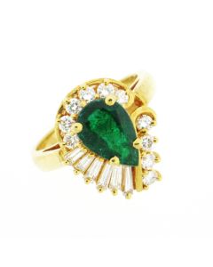 18K Gold Emerald & Diamond Ring  27016044