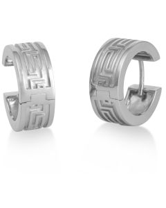 Breuning Rhodium Plated Greek Key of Love Earrings 06/60924
