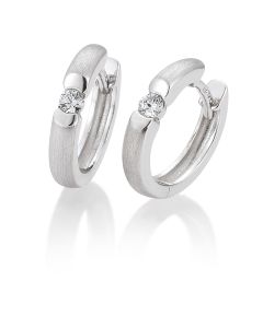 Breuning Rhodium Plated Silver Huggie Earrings with CZ 06/84718