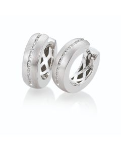 Breuning Rhodium Plated Channel Set CZ Huggie Earrings 06/85639