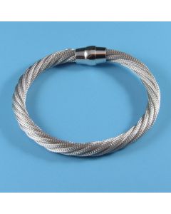 Dobbs Sterling Silver Rhodium Plated Twisted Mesh Bracelet with Magnetic Clasp 49055406 