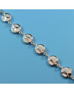 Dobbs Elegant Sterling  Silver Rhodium Plated Hammered Discs Bracelet 7.5