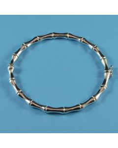 Dobbs Silver Classic Bamboo Hinged Bangle Rhodium Plated 49055402