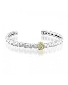 Eli's Jewels Silver/18k gold  honey comb Etruscan Diamond Bangle 49034420