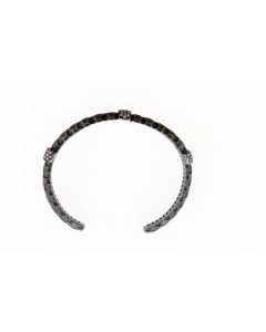 Eli's Jewels Antiqued Silver diamond bangle bracelet