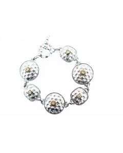 Eli's Jewels exclusive Honey Combed Aegean Silver/18K gold diamond  Bracelet 