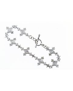 Eli's Jewels Exclusive Aegean Silver and White Sapphires flexible bracelet
