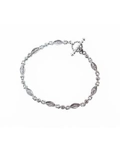 Eli's Jewels Exclusive Aegean Silver and White Sapphires flexible bracelet