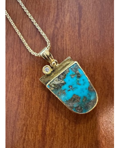 Kurtulan Exclusive Genuine Turquise 24K Gold/925 Necklace 