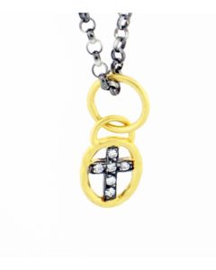 Kurtulan 24K Gold and Oxidized Silver Cross Pendant