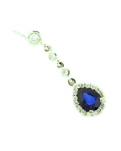 18K White Gold Exclusive Diamonds and Ceylon Sapphire Pendant