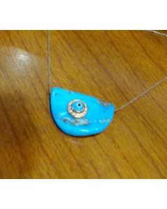 Orogio Exclusive 18K Gold Genuine Turquise Evil Eye Necklace