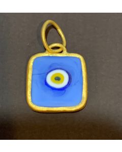 Kurtulan 24K Gold Greek Blue Evil Eye Pendant 12mm