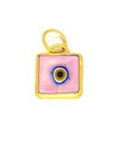 Kurtulan 24K Gold Square 10mm Lilac Evil Eye Pendant-Charm