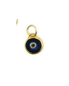 Kurtulan 24 K Gold 10 mm Dark Blue Evil Eye Pendant