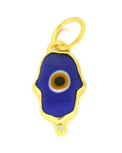 Kurtulan Dark Blue Silver Gold Plated Evil Eye Pendant-Charm
