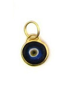 Kurtulan Gold Plated Silver 7.50 mm Round Dark Blue Evil Eye Pendant