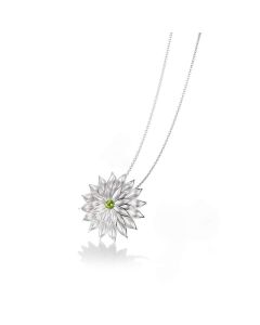 Breuning Exclusive Rhodium Plated Peridot Pendant and Chain