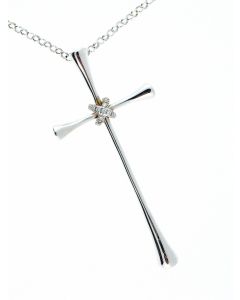 18 K White Gold Italian  Diamond Cross 65810029