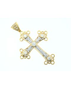 18 K Two-Tone Gold and Diamonds Cross 65813600