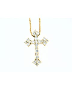 18 K  Yellow Gold Brilliant Diamond Cross 65874673
