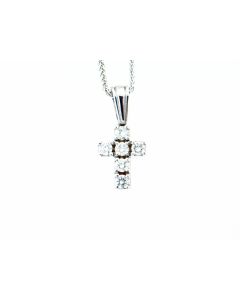 18 K White Gold Brilliant Round Diamond Cross 65880066