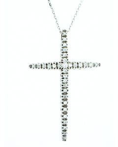 18 K White Gold Brilliant Diamond Cross 65881018