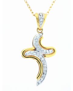 18 K Two-Tone Gold Diamond Cross 65887009