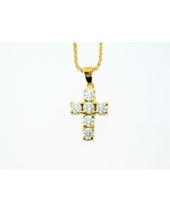 18 K Gold Brilliant Round Diamond Cross 65893052