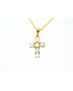 18 K Gold Round Brilliant Diamond Cross 65893053