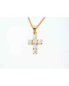 18 K Pink Gold Brilliant Round Diamond Cross 65893054