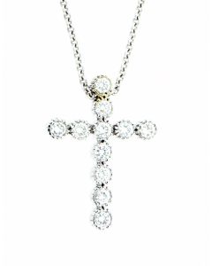 18 K White Gold Piero Milano Mimosa Collection Diamond Cross 65810027