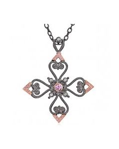 Eli's Jewels Exclusive Aegean Cross, Antiqued Silver/18K Gold Pink Sapphires  69034606