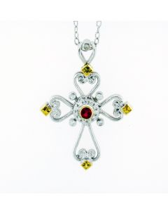 Eli's Jewels Exclusive Etruscan Aegean Collection  Diamond And Ruby Cross 69034609