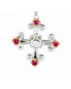 Eli's Jewels Exclusive Etruscan Aegean Collection Pink Sapphires Silver Cross 69034612