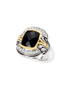 Gabrielle Bruni Etruscan Collection  Palladium Silver 18K gold Onyx Ring
