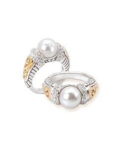 Gabrielle Bruni Regina Collection Palladium, Silver and 18 K gold Pearl Ring