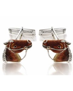 THISTLE & BEE SILVER ENAMELED CUFFLINKS