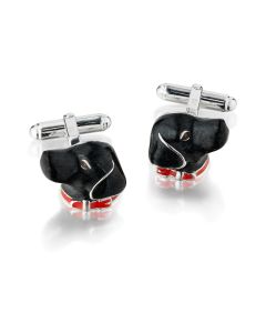 THISTLE & BEE SILVER ENAMELED LABRADOR CUFFLINKS