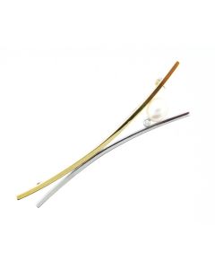 18 K Two-Tone Gold Pearl Brooch
