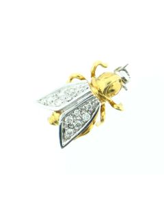 18 K Two-Tone Gold And Diamond Horse-fly Brooch