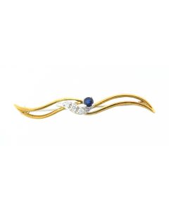 18 K Gold Diamond And Sapphire pin