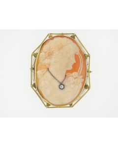 Vintage 14K gold large Cameo Pin/Pendant 